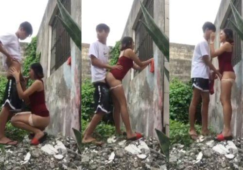 Địt nhanh ngoài vườn với chị già hàng xóm